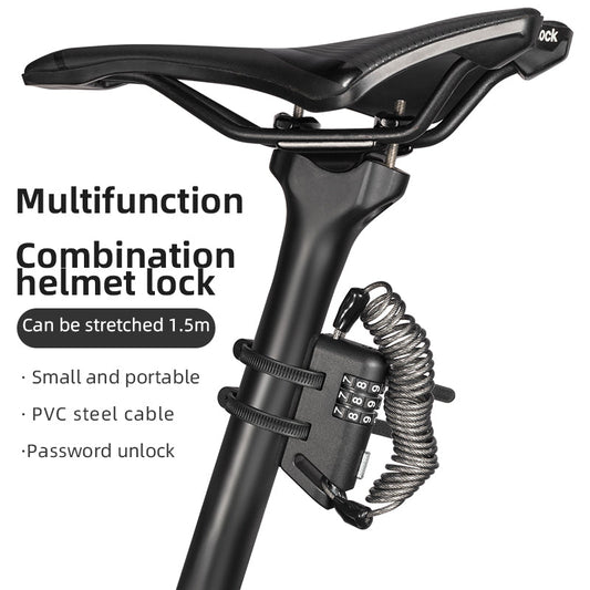 ROCKBROS 1.5M Portable Bicycle Cable Lock - Combination Helmet Lock