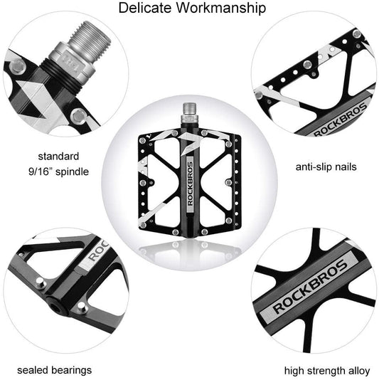 ROCKBROS Large Size Mountain Bicycle Aluminium Alloy Pedals-BLACK