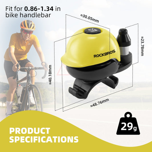 ROCKBROS 80DB Bike Bell Aluminum Alloy Helmet-Shaped Fits 22-34mm Handlebars