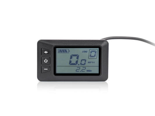 Close-up view of the Macfox X2 eBike display unit showing the digital screen and control buttons.
