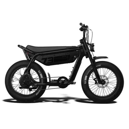 Black Super73 M1D SE electric bike, side view, against a plain background