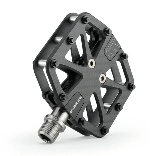 ROCKBROS Carbon Fiber Bike Pedals Lightweight 3-Bearing Non-Slip 9/16" Wide Flat