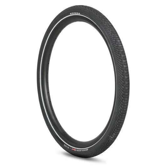 Product image of a Kenda Kwick Seven.5 eBike tire, size 27.5x2.20, showing tread pattern and sidewall branding.