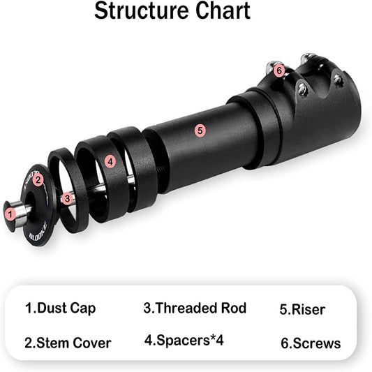Bike Fork Stem Extender Bicycle Handlebar Stem Riser - Bicycle Stems - SHP - B61black eBike Super Shop