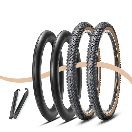 CrossBand Brown Wall - 26"×1.95" - Bicycle Tires - SHP - HY8008_26195SKIN*2+TB26 eBike Super Shop