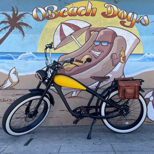 Custom Cheetah Plus Wasp Edition Electric Fat Tire eBike – 750W Black & Yellow Retro Cruiser - Cheetah Cafe Racer - CHEETAHPLUS|CUSTOM|WASP|0763 eBike Super Shop