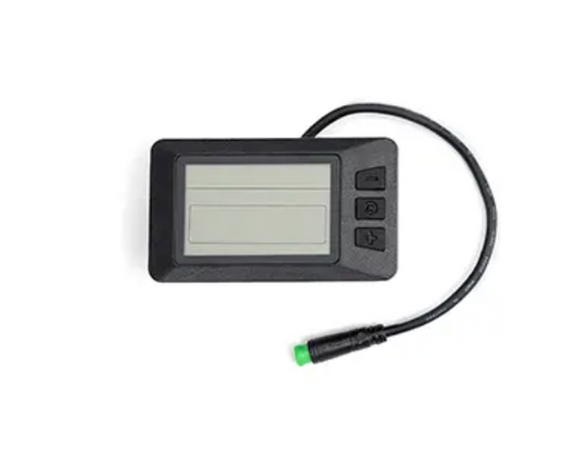 Black eBike display unit for Macfox M16, showing digital screen and control buttons, photographed on a white background.