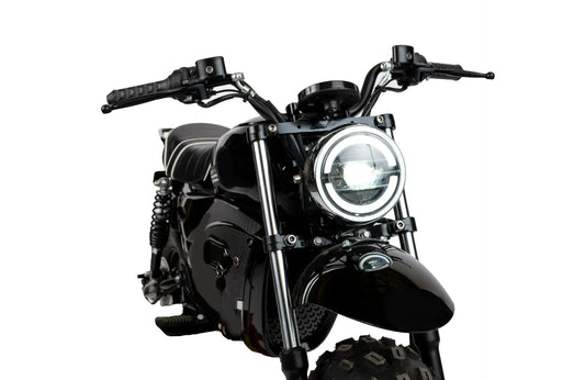 A black and red eBike Drift Hero 1500w Mini electric bike with thick tires, compact frame, and sporty design, displayed on a white background.