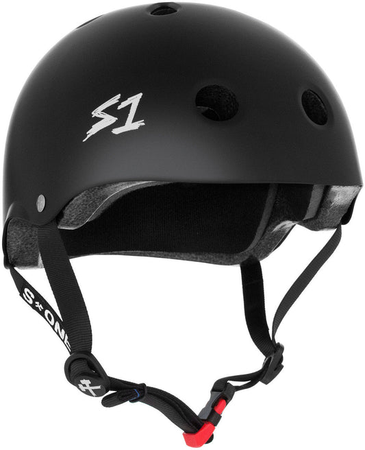 Black S1 Mini Lifer eBike helmet in medium size, product image showing side view