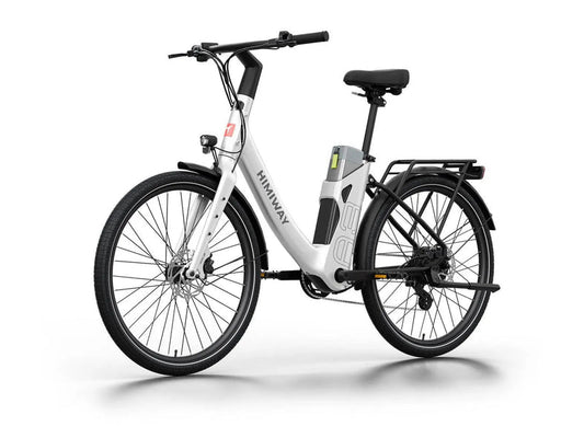 White HIMIWAY A3 urban electric commuter bike, side view, against a plain background