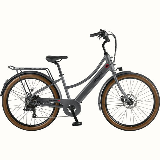Retrospec Beaumont Rev 3 Plus electric bike in matte graphite, side view, against a white background