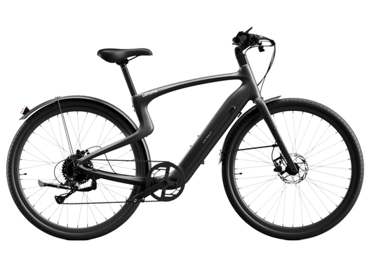 Matte black Urtopia Carbon Classic eBike side view against a white background
