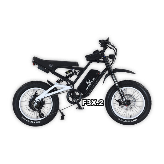 White eMOTO GHOSTCAT F3X.2 Pro electric bike, ready to ride, product image, model R2R, SKU 810206240700
