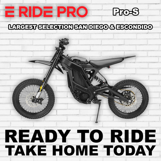 Black eMOTO eRide Pro Pro S electric bike, side view, against a white background