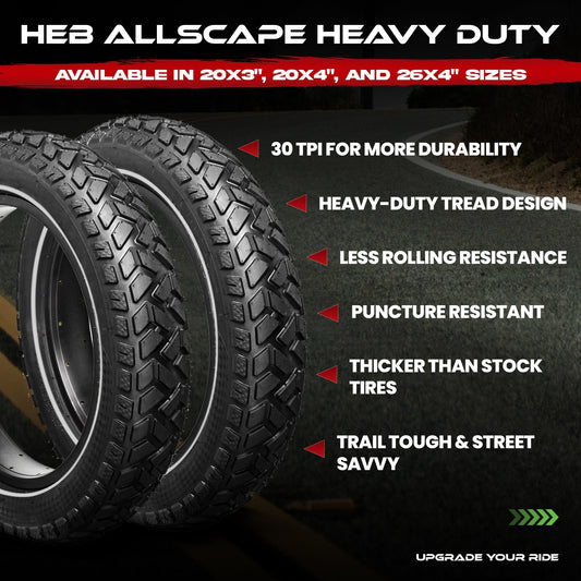 HEB ALLSCAPE® Fat Tire 20" x 3" (2 Tires) - Parts - sku - 50189473644845 eBike Super Shop