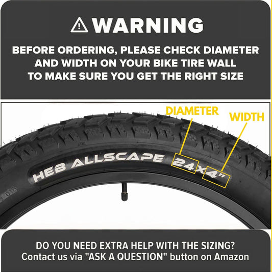 HEB ALLSCAPE® Fat Tires - 24" x 4" SET of 2 Fat Tires - Parts - 24x4 eBike Super Shop