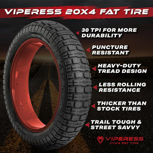 HEB VIPERESS Fat Tire 26x4 (Includes 1 Tire/ 1 Tube - Parts - sku - 50741980463405 eBike Super Shop