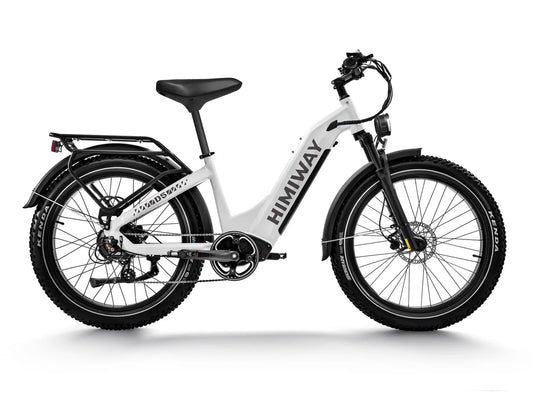 HIMIWAY Zebra ST 750 w Step Thru Ebike 26x4 Fat Electric Fat Tire Mountain eBike - Mountain eBike - HIMIW|MOUNT|WHITE|0156 eBike Super Shop