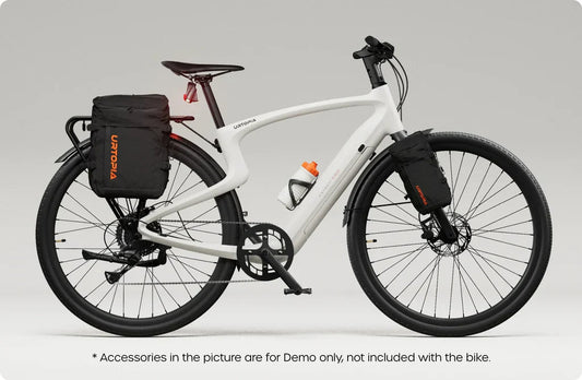Side view of the Urtopia Carbon 1 Pro eBike in black, showcasing its lightweight carbon fiber frame, integrated display, and sleek, modern design.