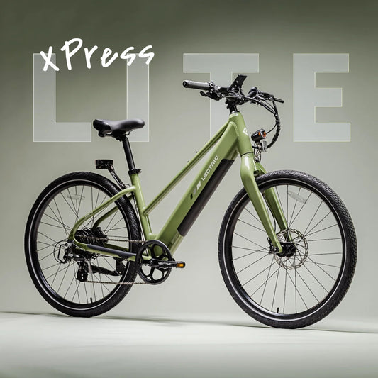 Lectric XPress Lite electric bike in Pine Green color, side view