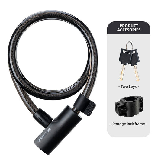 ROCKBROS Steel Cable Bike Lock - Anti-theft, Portable, Waterproof