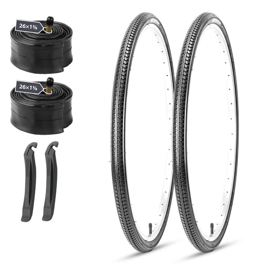 Mainpath - 26×1 3/8 (37 - 590) - Bicycle Tires - SHP-HY138_26183BLK_2TR2TB eBike Super Shop
