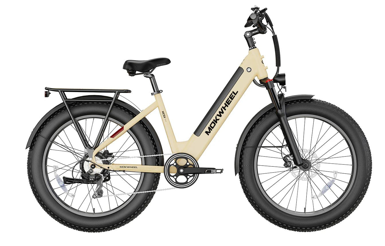 MOKWHEEL Mesa Plus ST 750 w Step Thru Ebike 26x4 Fat Tire Fat Tire Electric Beach Cruiser eBike - Fat Tire eBike - MOKWH|FATT|TANLARGE|0126 eBike Super Shop