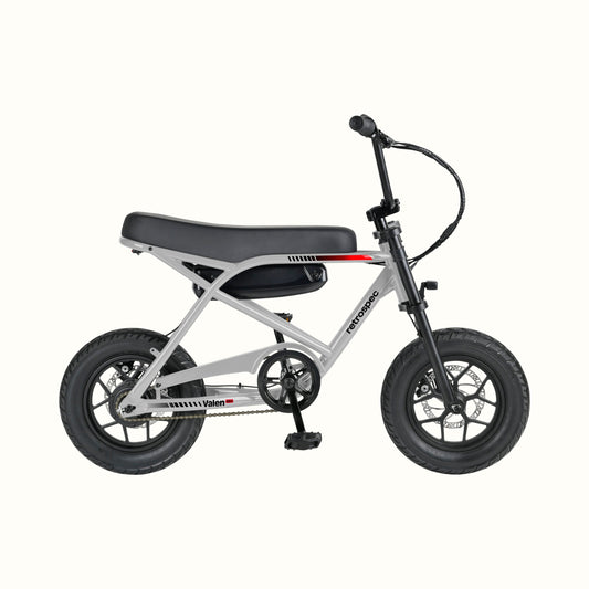 Retrospec Valen Rev 14 electric bike in slate gray, side view, against a white background