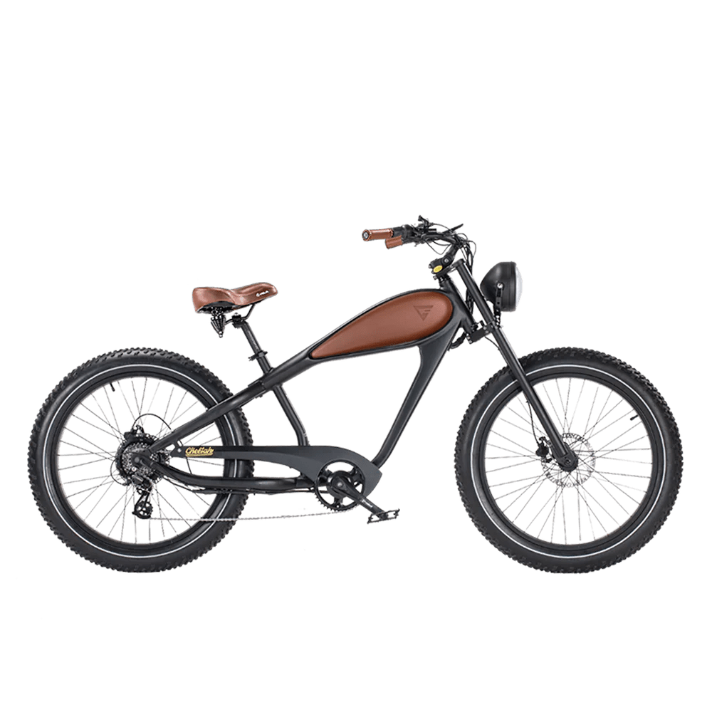 REVI Cheetah PLUS 750w Step Over Ebike 26x4 Fat Tire Electric Vintage eBike - Fat Tire Cruiser eBike - REVI|GRAY48V1|3002 eBike Super Shop
