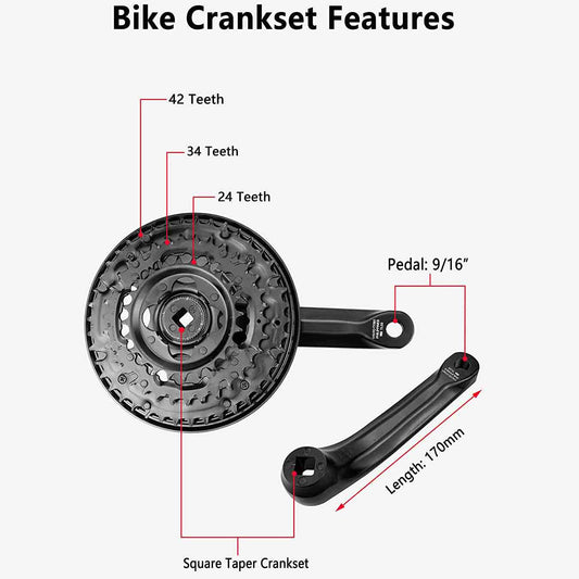Shimano Tourney Bicycle Crankset FC - TY301 42 - 34 - 24 Teeth for 3x6/7/8 Speed 170mm - Bicycle Cranks - SHP - SFCTY301 eBike Super Shop