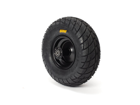 Stomp Ebox Dragster Road Wheel Set featuring two black alloy wheels with slick road tires, displayed side by side on a white background.