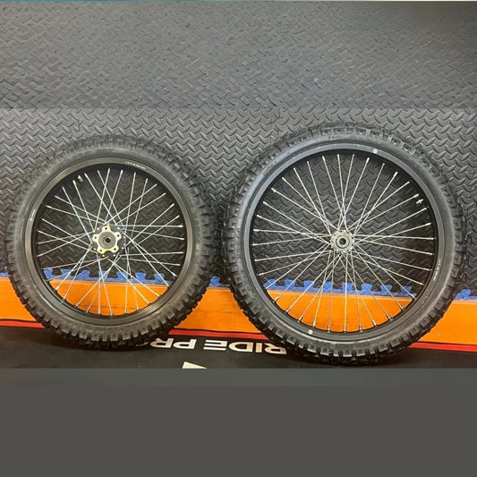 Throne eMoto Wheel Set Shinko 244 Dual Sport 18"/21" Front & Rear Wheel and Tire Set for Moto Bikes *Does not include rotor or sprocket* - Throne Wheel & Tire Set - Throne | Shinko | 18 inch | Front Wheel & Tire Set eBike Super Shop