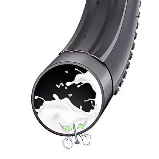 Self sealing tube cutaway showing anti-puncture sealant