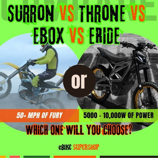 In-Depth Model Comparison: Surron Hyper Bee vs Throne SRPNT vs EBOX Dragster vs ERIDE Pro - eBike Super Shop