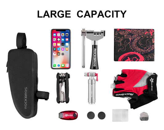 ROCKBROS Bike Top Tube Bag Front Frame Bag Waterproof Nylon Black Bicycle Cycling Bag