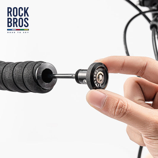 【ROAD TO SKY】ROCKBROS Bicycle Lock Hidden Handle Lock Mini Lock Bike Cable Lock Hidden in Handlebars Helmet Lock Zinc Alloy Lock Cylinder Aluminum Shell 25.6 inches for Roadbike