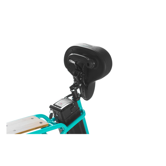 Turquoise Ebike Revi Rebel 2 electric bicycle, side view, showcasing frame design and battery placement
