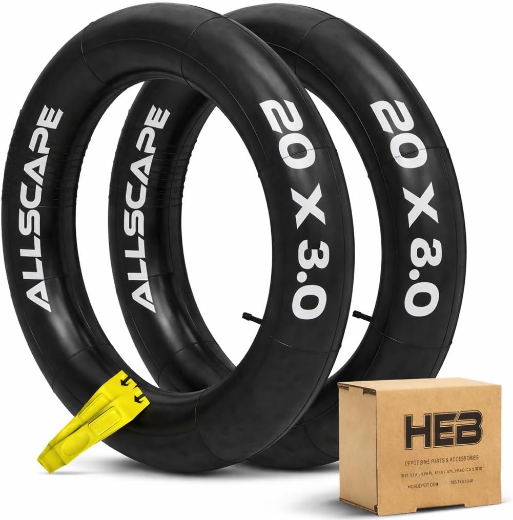 HEB Allscape 20x3" Tubes- 2 Heavy Duty Bike Tubes for Ebike Tires (Set Of 2 Tubes)