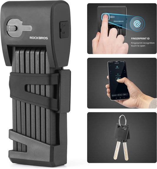 ROCKBROS Smart Bluetooth Fingerprint Folding Bike Lock - Waterproof, Anti-Theft