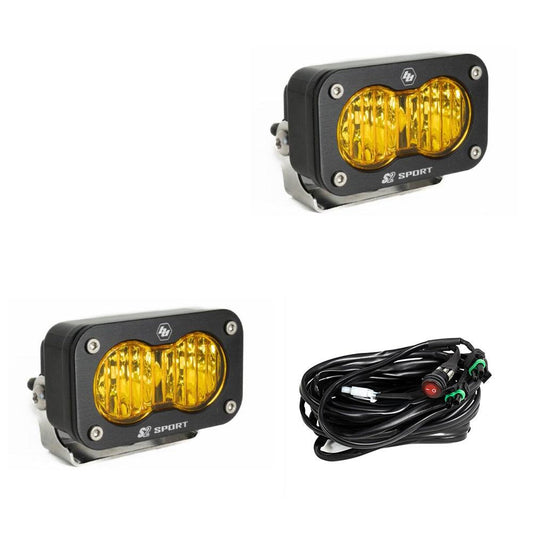 S2 Sport Black LED Auxiliary Light Pod Pair - Universal Baja Designs