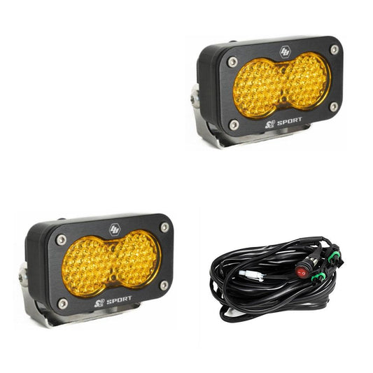 S2 Sport Black LED Auxiliary Light Pod Pair - Universal Baja Designs