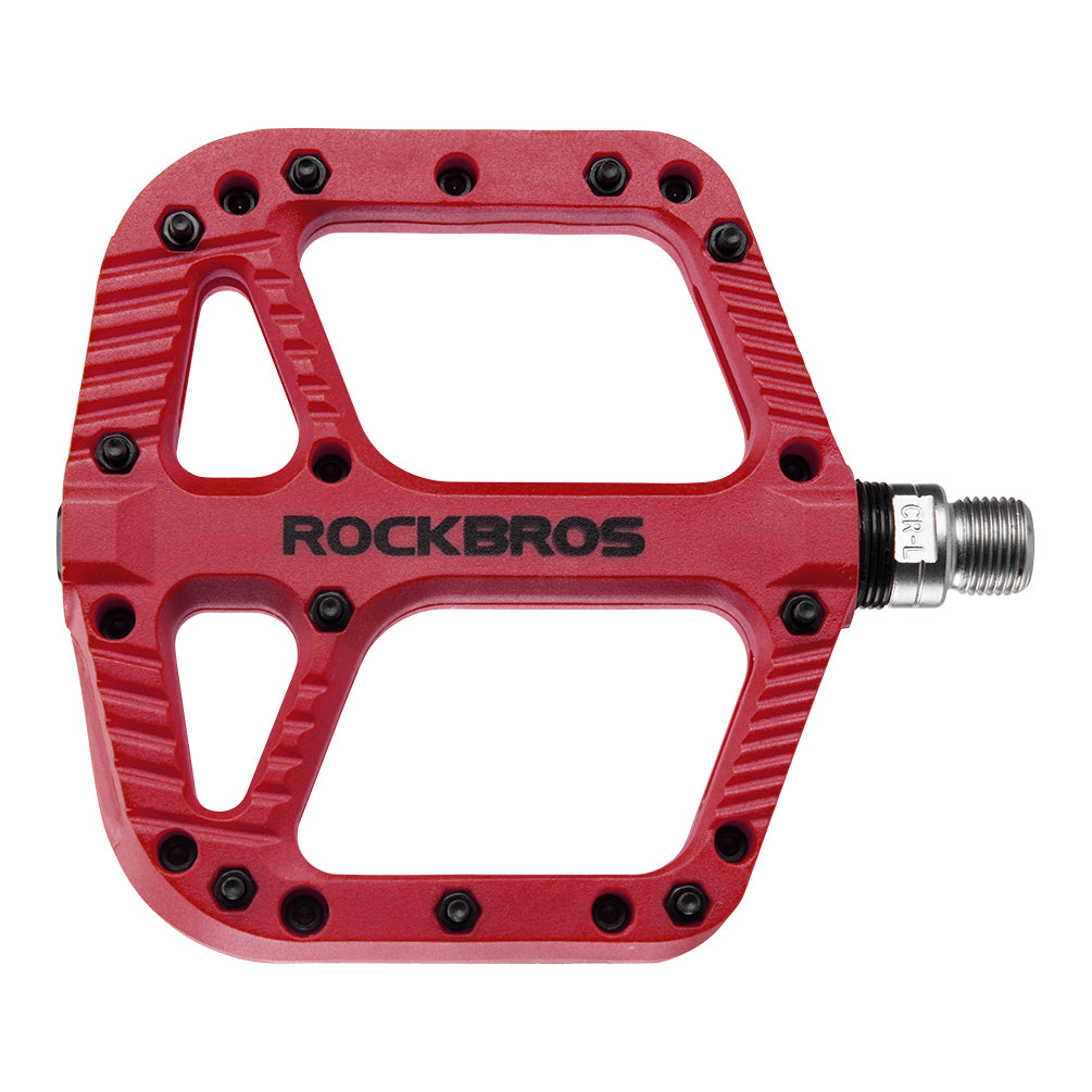 ROCKBROS Extra Large Mountain Bike Pedals Nylon Composite Bearing 9/16"(1 Pair)-RED
