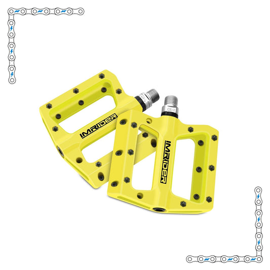 Bright yellow electric bike pedals, product image for eBike, labeled "Electric Yellow" model 1007597