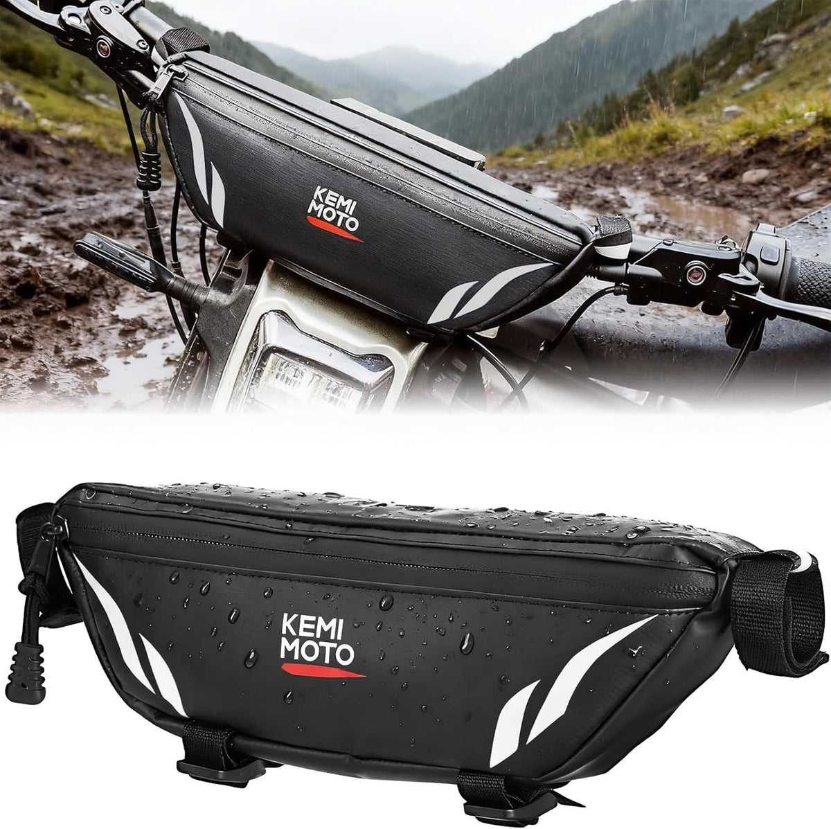 KEMIMOTO Handlebar Bag Waterproof 1.5L for electric bikes