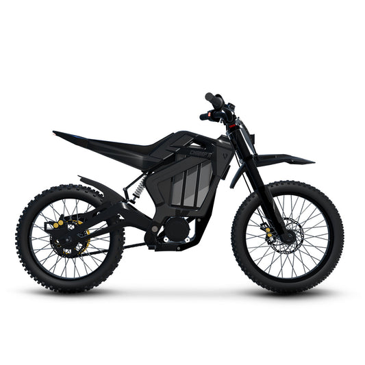 Superhuman Champ Pro R electric dirt bike in Midnight Black, side view