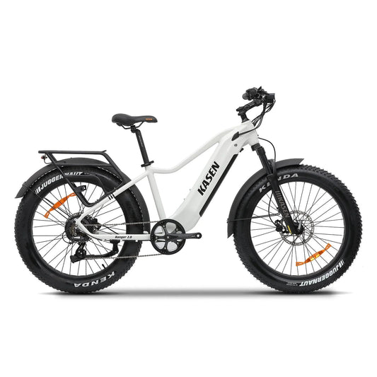 Kasen Ranger 2.0 eBike in white color packaged inside a cardboard shipping box