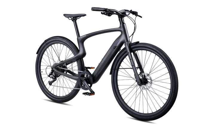 Black OB eBikes URTOPIA Carbon1 Pro 350 w Ready to Ride Step Over Ebike 48" Electric Urban eBike