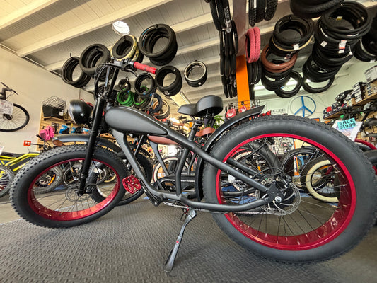 Custom Venom Red 750 w Electric Vintage eBike 26x4 Fat tire electric bike - eBike Super Shop