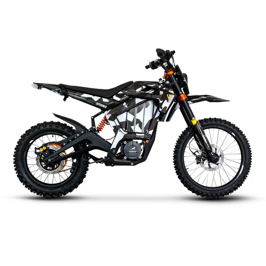 Superhuman Champ Pro R electric dirt bike in Black, side view