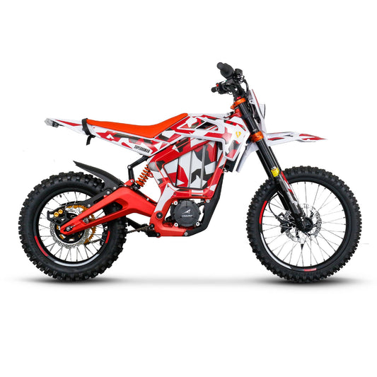 Superhuman Champ Pro R electric dirt bike in Red, side view